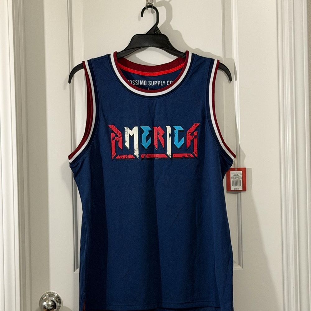 Mossimo Supply Co. Navy Graphic Tank Top